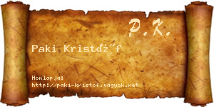 Paki Kristóf névjegykártya